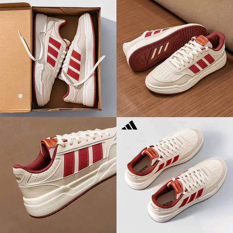 Adidas KI1502 Lace Up Leather Sneakers Thick Sole Lightweight Non Slip Daily Casual Sports Walking Shoes