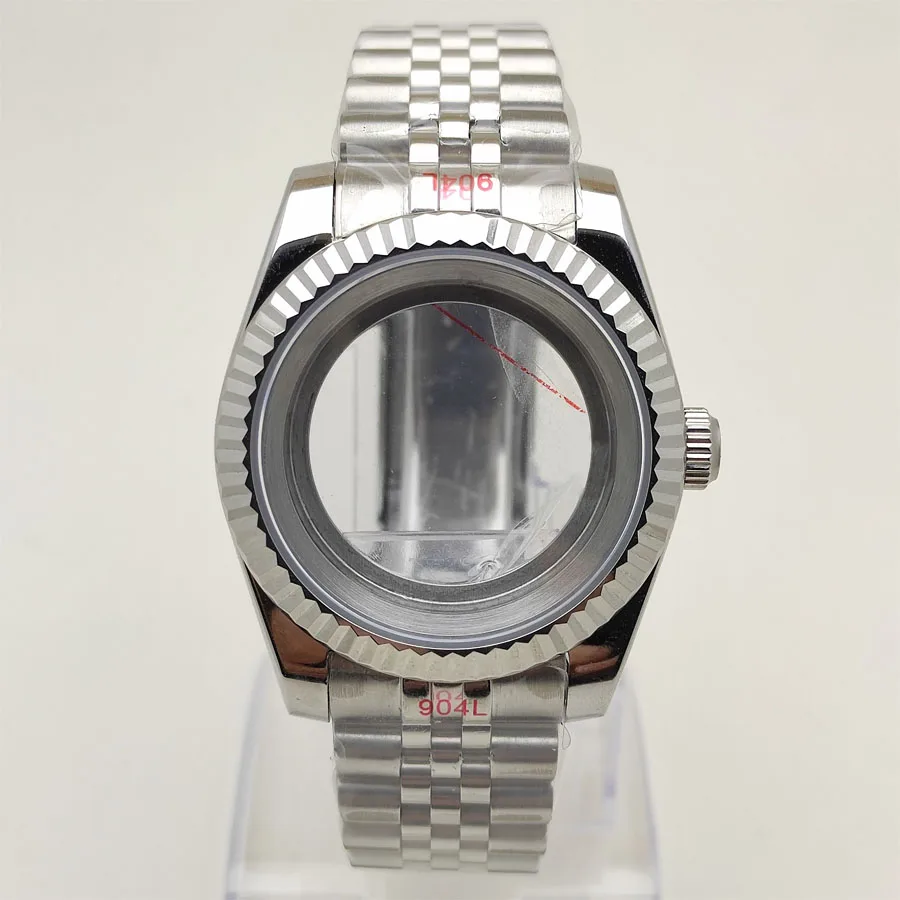 NH35เคส36มม./39มม. เคส Sapphie สแตนเลสสตีลสำหรับ NH35 NH36การเคลื่อนไหวสายนาฬิกาผู้ชาย + อุปกรณ์นาฬิกาข้อมือ