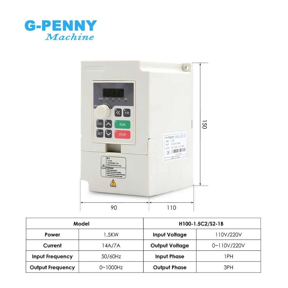 New Arrival! G-Penny 1.5k ER16 D=65mm Air Cooled Spindle Motor 110v/220v/380v Wood Working Air Cooling 65x258mm 4 Bearings