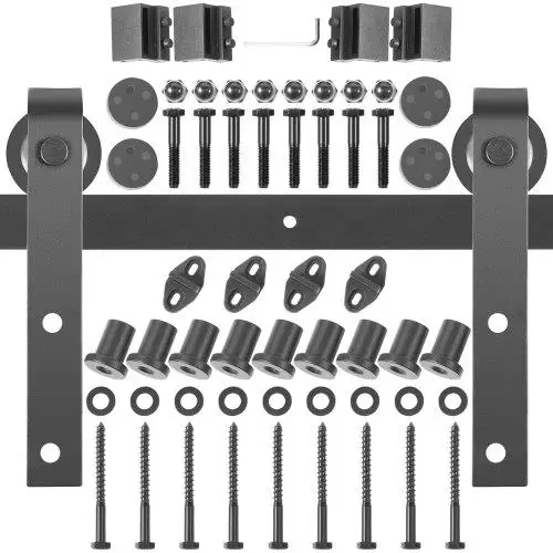 for 1 FT Sliding Barn Door Hardware Kit, 330LBS Capacity, Carbon Steel Track for 1 .37 1 .77 Thick Doors, Double Door System