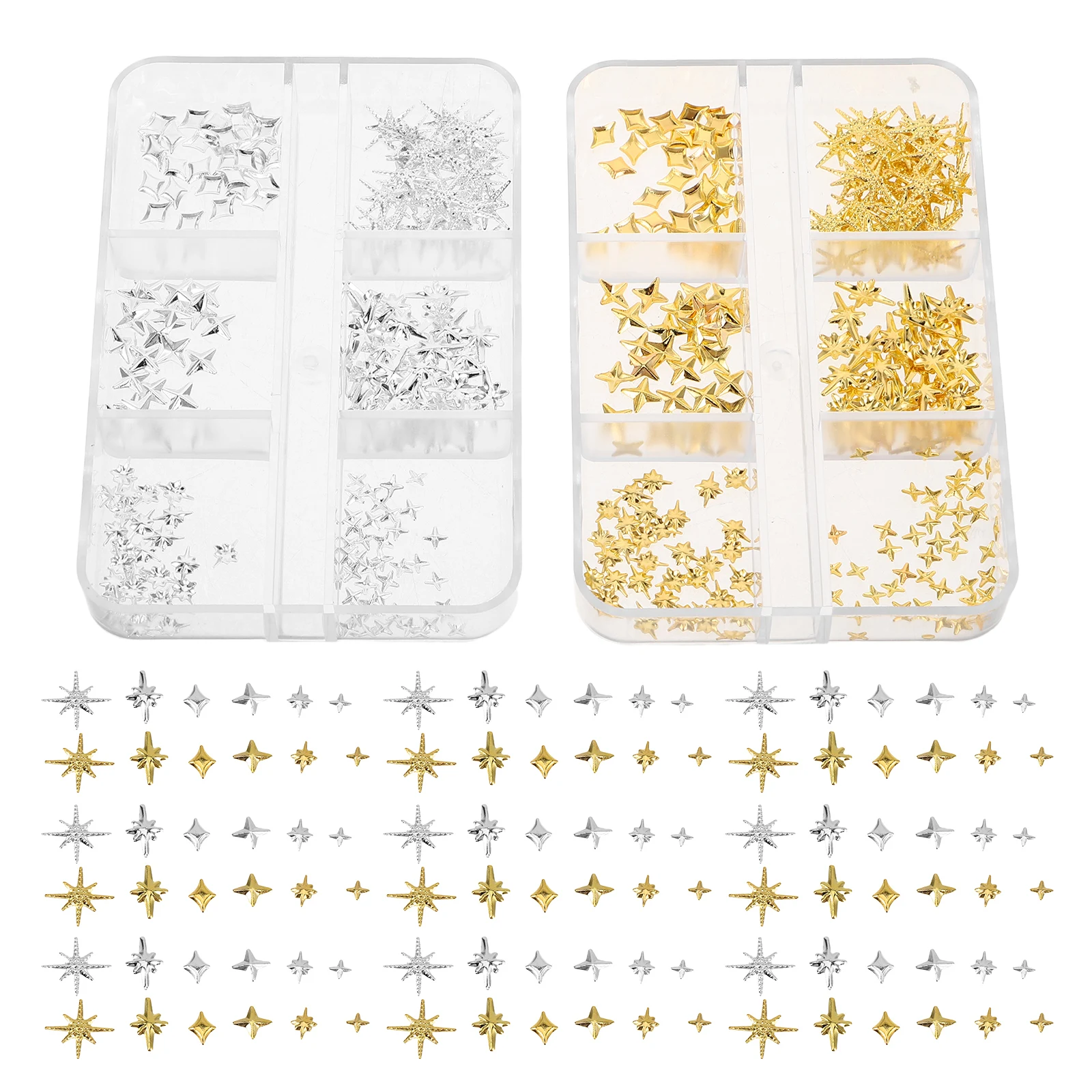 

2 коробки подвески для ногтей 3D шпильки маникюрные украшения DIY аксессуары для дизайна ногтей золотого и серебряного цвета женские украшения