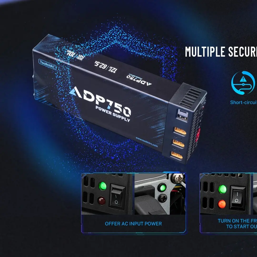 TOOLKITRC new adapter ADP750W input @ 10A output@ 12V@62.5A Banana head output ﻿
