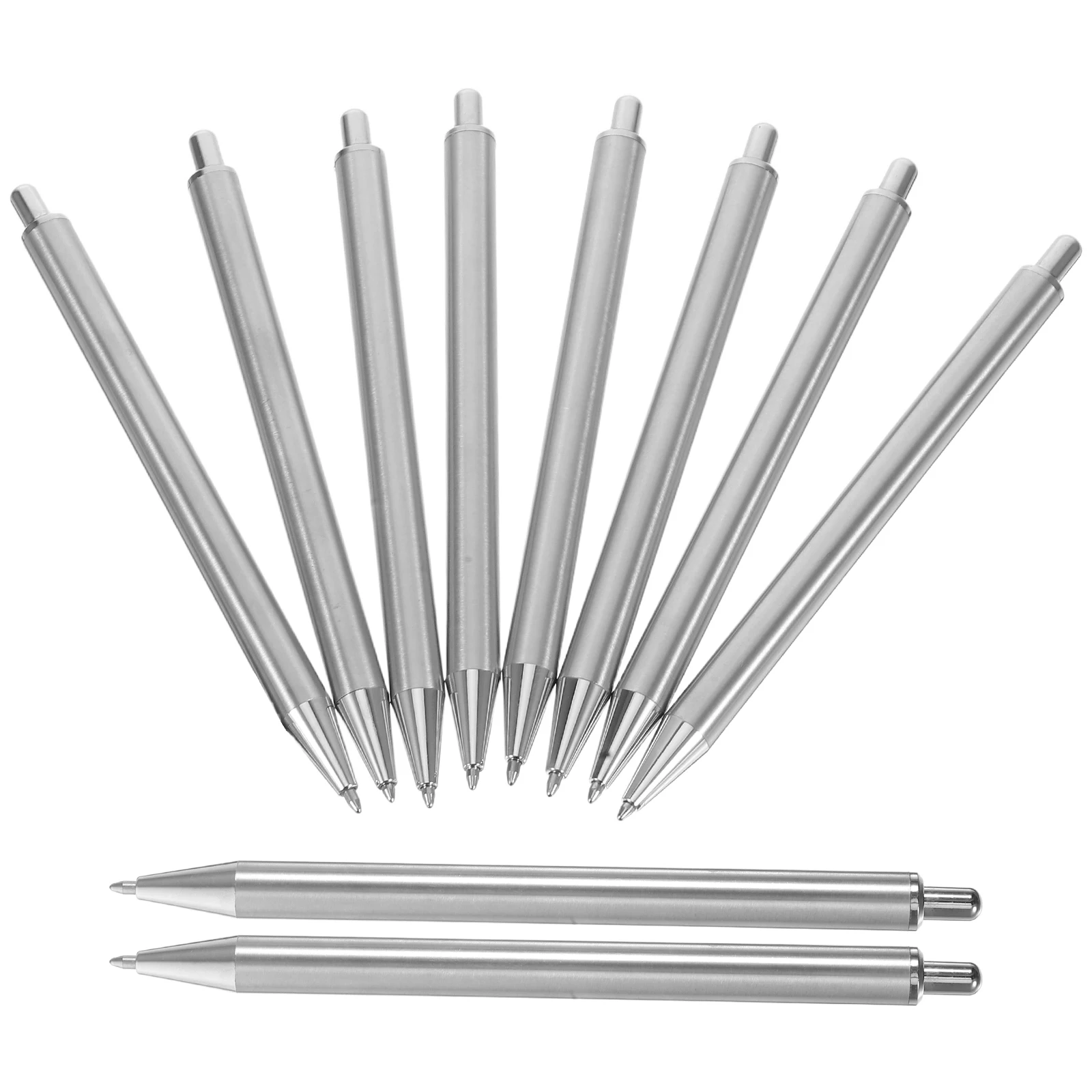 

10 pcs Stainless Steel Ballpoint Pens Long Lasting Office School Supplies Comfortable Grip Metal for Daily