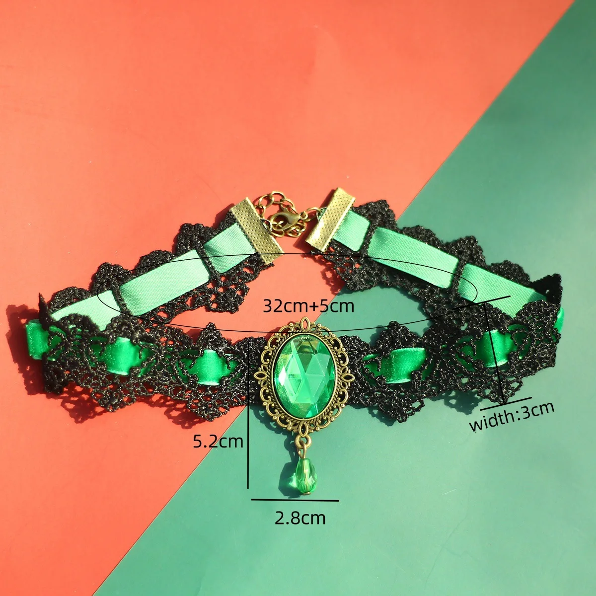 الدانتيل قلادة القوطية المختنق كريستال حجر الراين الأسود هالوين قلادة هدية #2