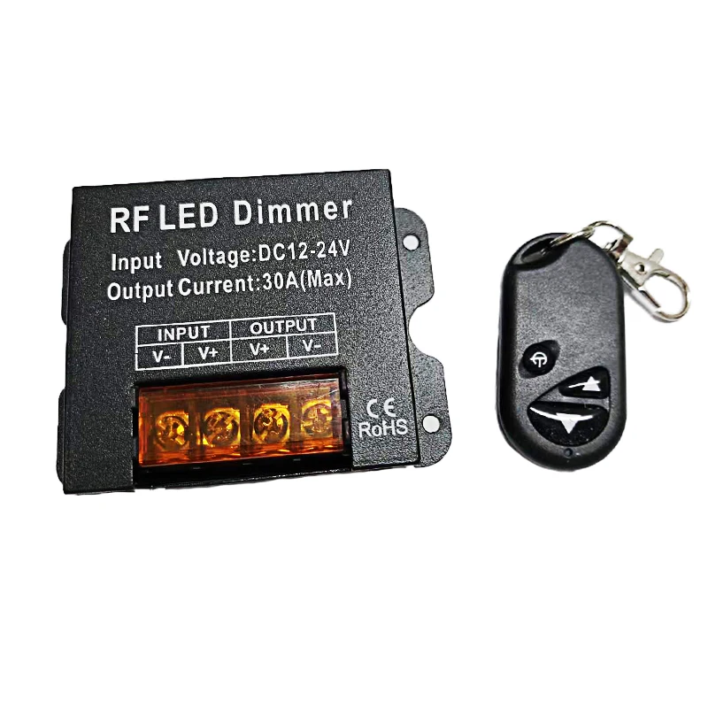 DC12-24V 30A Output Single Channel LED Strip Dimmer 3Key Wirelss RF Remote Control for Single Color 5050 3528 LED String Ribbon