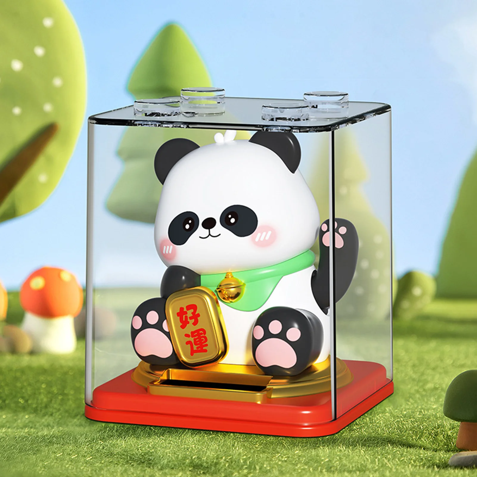 

3inch Desktop Ornament Lovely Solar Powered Waving Panda Decoration Ornament For Cabinet Counter Car Christmas Party Gifts 2025