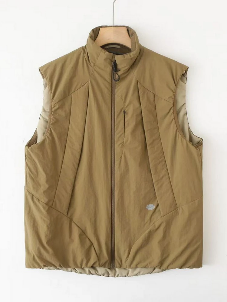 

Мужской хлопковый жилет для активного отдыха, ветрозащитный, водоотталкивающий, теплый, с воротником-стойкой, модный городской стиль, осенние новинки