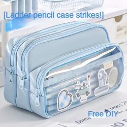 Exquisite Transparent Pencil Case Student Large Capacity Multifunctional Convenient Stationery Storage Bag