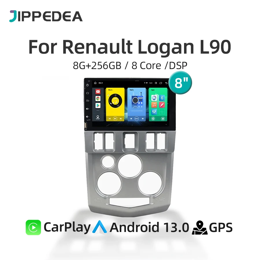 8G 256G Android 13 Car Multimedia Player GPS Navigation 4G CarPlay WiFi Bluetooth RDS Car Radio For Renault L90 Logan 2004-2008