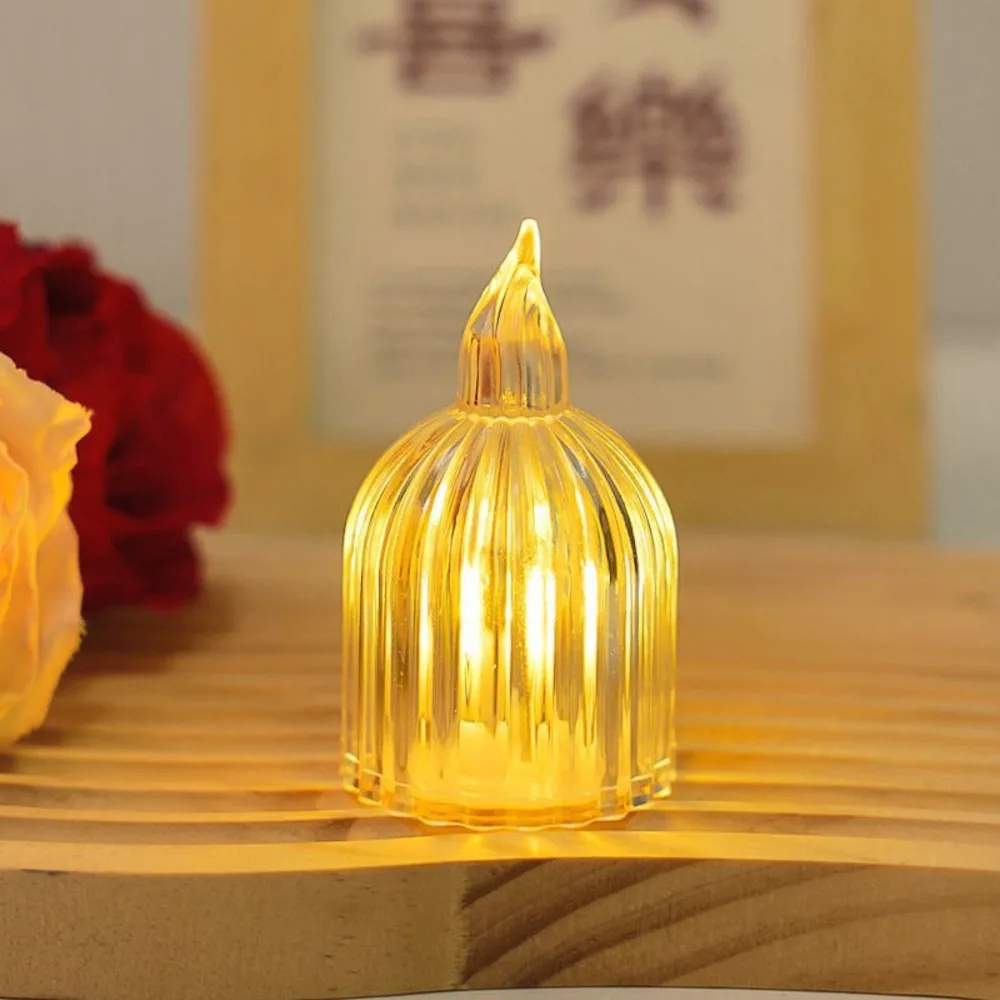 Creative Round Candy Candle Light with Real Crystal Decorative Bedside Lamp for Birthday Gift Romantic Home Decor