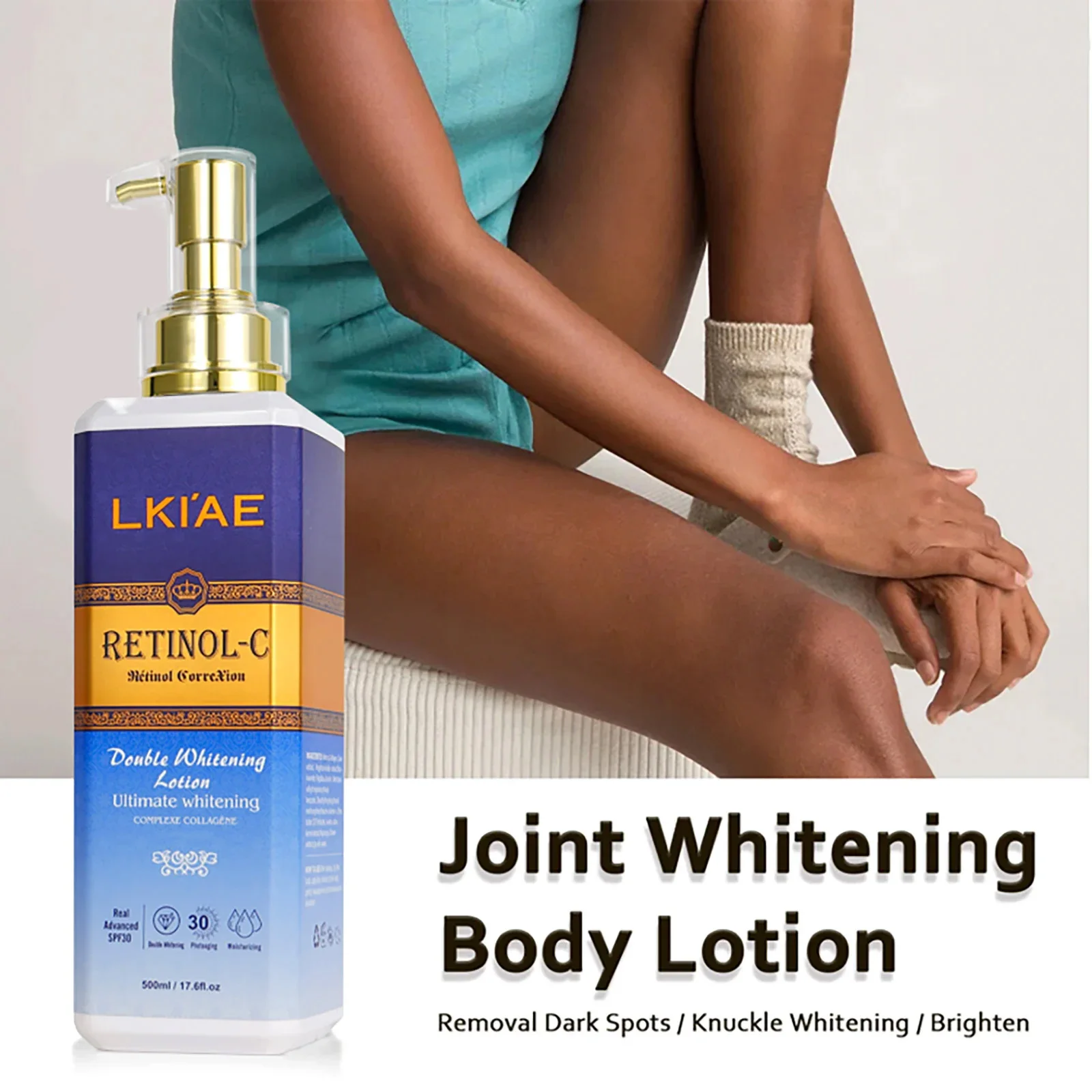 LKIAE Retinol Whitening Body Lotion, Hydrating, Moisturizer to Revive Dull Skin, Balance Uneven Complexion Women Cream, 500ml