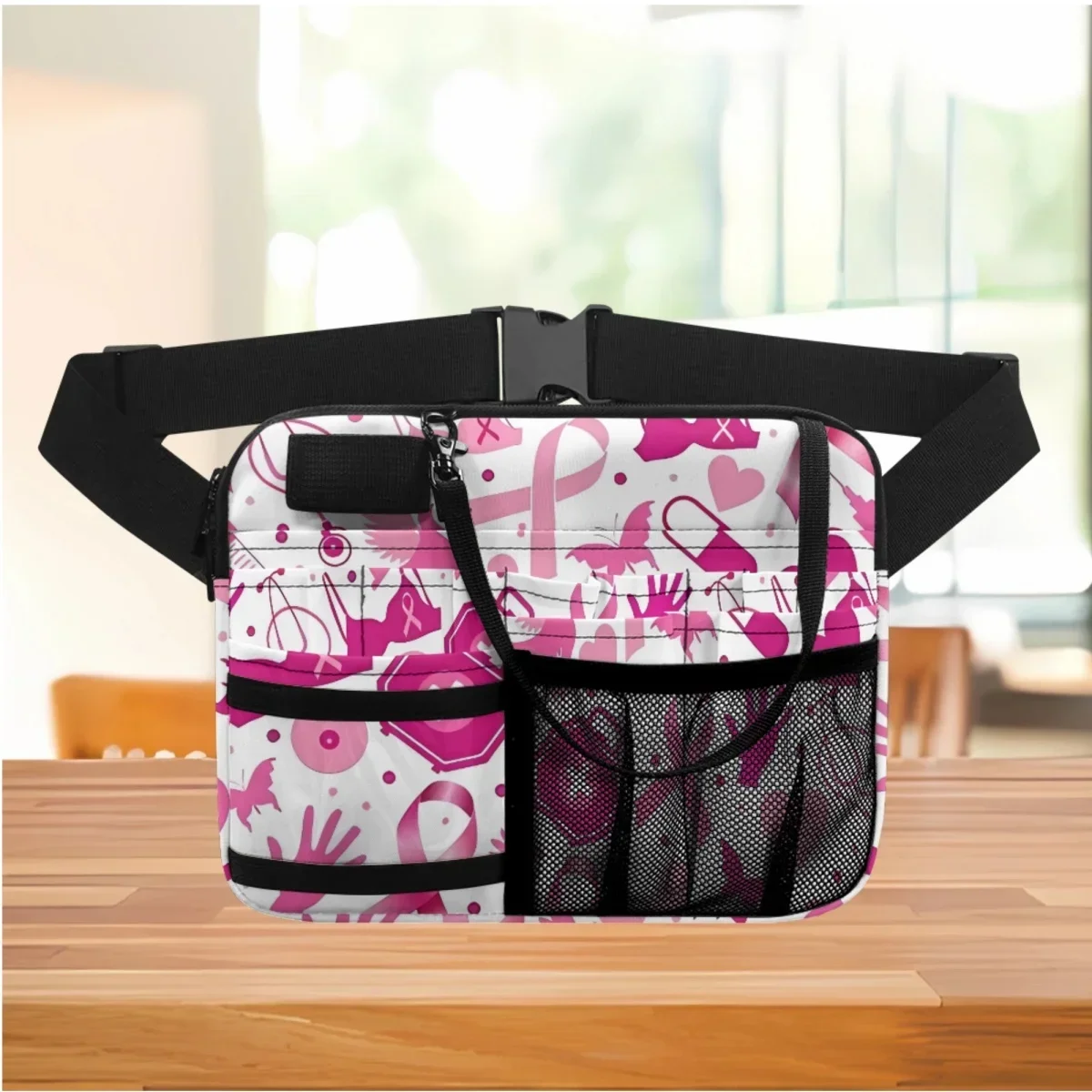 

Breast Cancer Awareness Designer Women's Belt Bags Pink Ribbon Medical Adjustable Fanny Pack Multi Pocket Organizer Pouch 2023