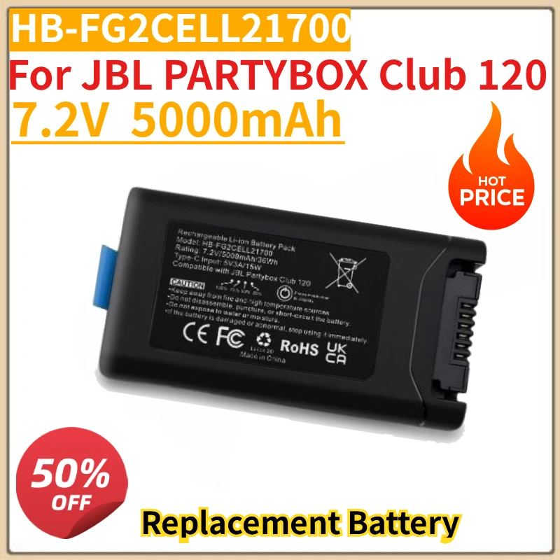 

High Quality New 7.2V 5000mAh Replacement Battery HB-FG2CELL21700 for JBL PARTYBOX Club 120