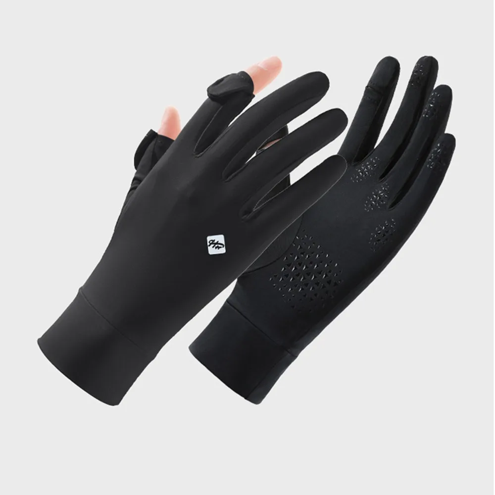 

Breathable Women Sunscreen Gloves Silicone Anti Slip Anti-UV Ice Silk Riding Gloves Sun Protection Touch Screen
