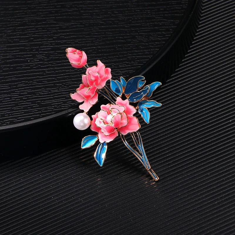 Red flower bud brooch female brooch Japanese and Korean atmosphere simple cardigan coat coat fashion pin