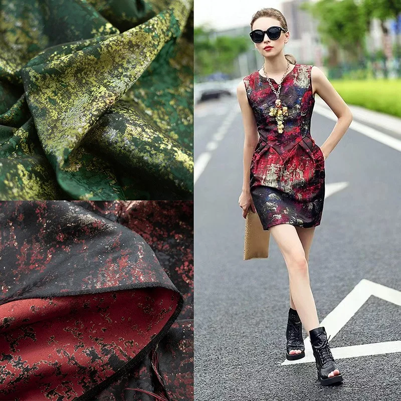 Wine red black gilded reflective jacquard fabric skirt Hanfu suit Chinese-style clothing designer