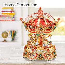 Piececool 3D Puzzles for Adults Metal Carousel Model Kits, 360 Degree Rotating Music Box Merry Go Round Models Building Kits, DI