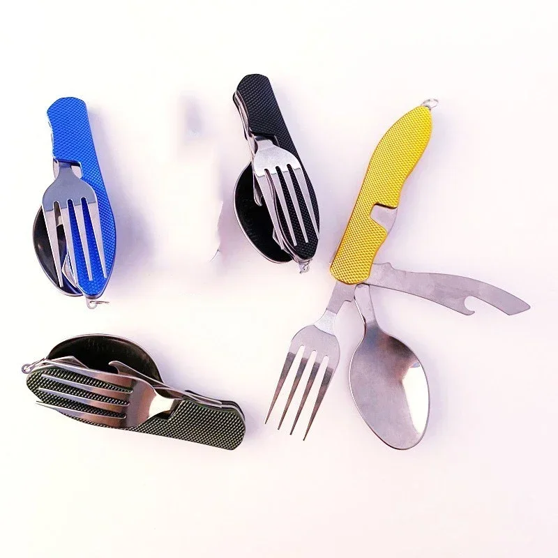 Folding Tableware Knife Fork Spoon Outdoor Portable Multifunctional Folding Knife Fork Spoon Combination Tableware