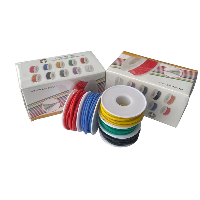 30/28/26/24/20/20/18/17/16AWG tinned copper stranded cable, heat-resistant soft silicon wire, 5-color box kit