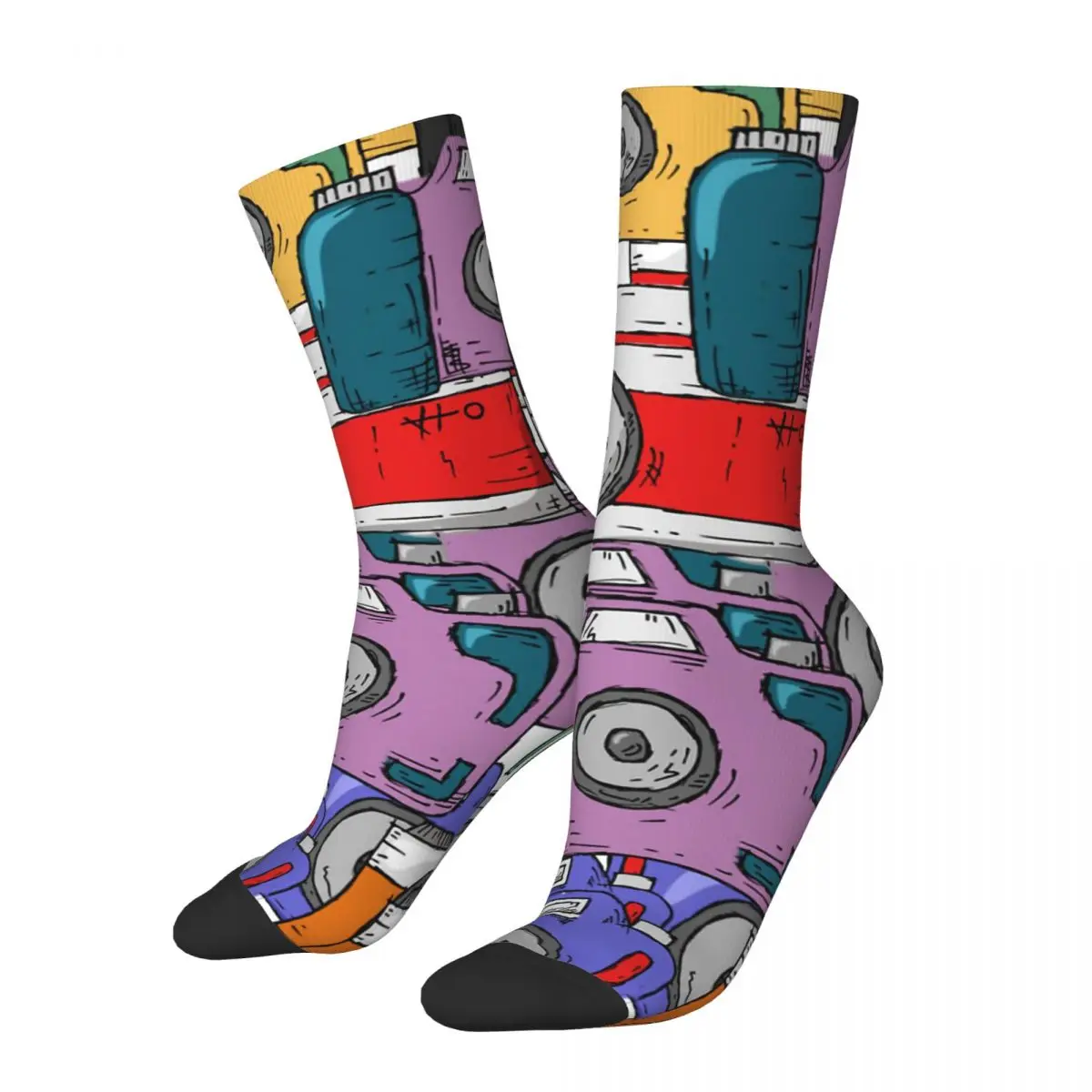 Hip Hop Vintage Colorful Cameras Crazy Men's compression Socks Unisex Old Style Camera Harajuku Seamless Crew Sock Boys Gift