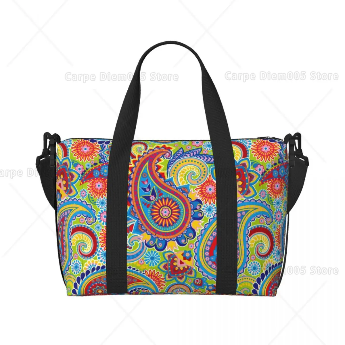 

Paisley Colorful Print Beach Tote Bag Women Large Gym Carry on Luggage Travel Crossing Bags Men Bag