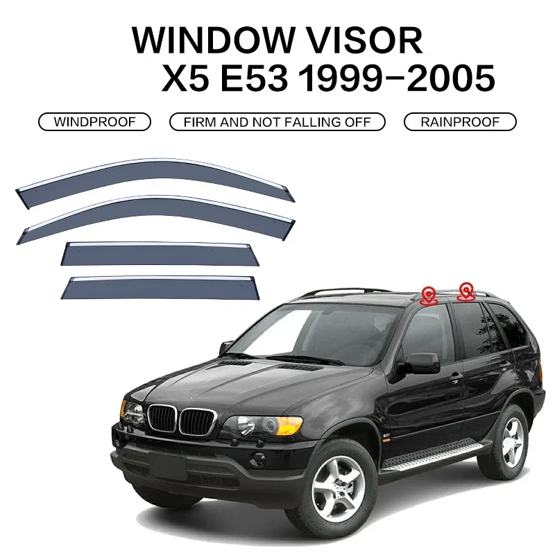 ل BMW X5 1999-2022 E53 E70 F15 G05 نافذة قناع اكسسوارات منحرف ويندوز المطر قناع قناع الشمس المطر دخان نافذة الرياح