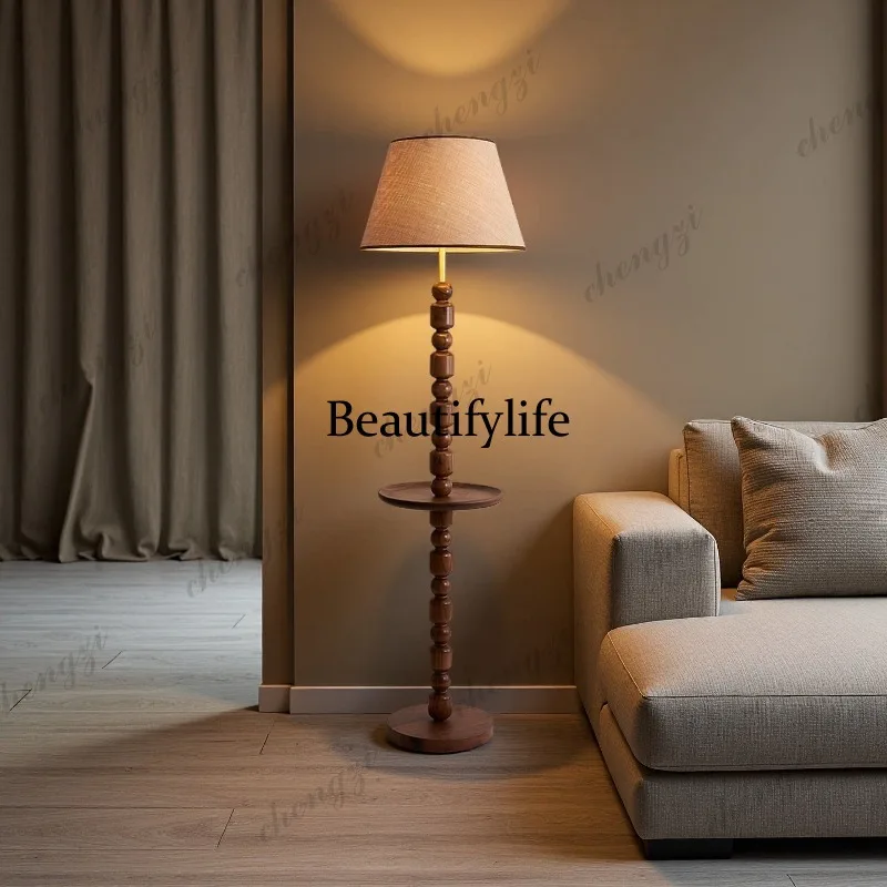New Chinese Song Dynasty aesthetic floor lamp living room sofa next to bedroom bedside lamp black walnut solid wood shelf