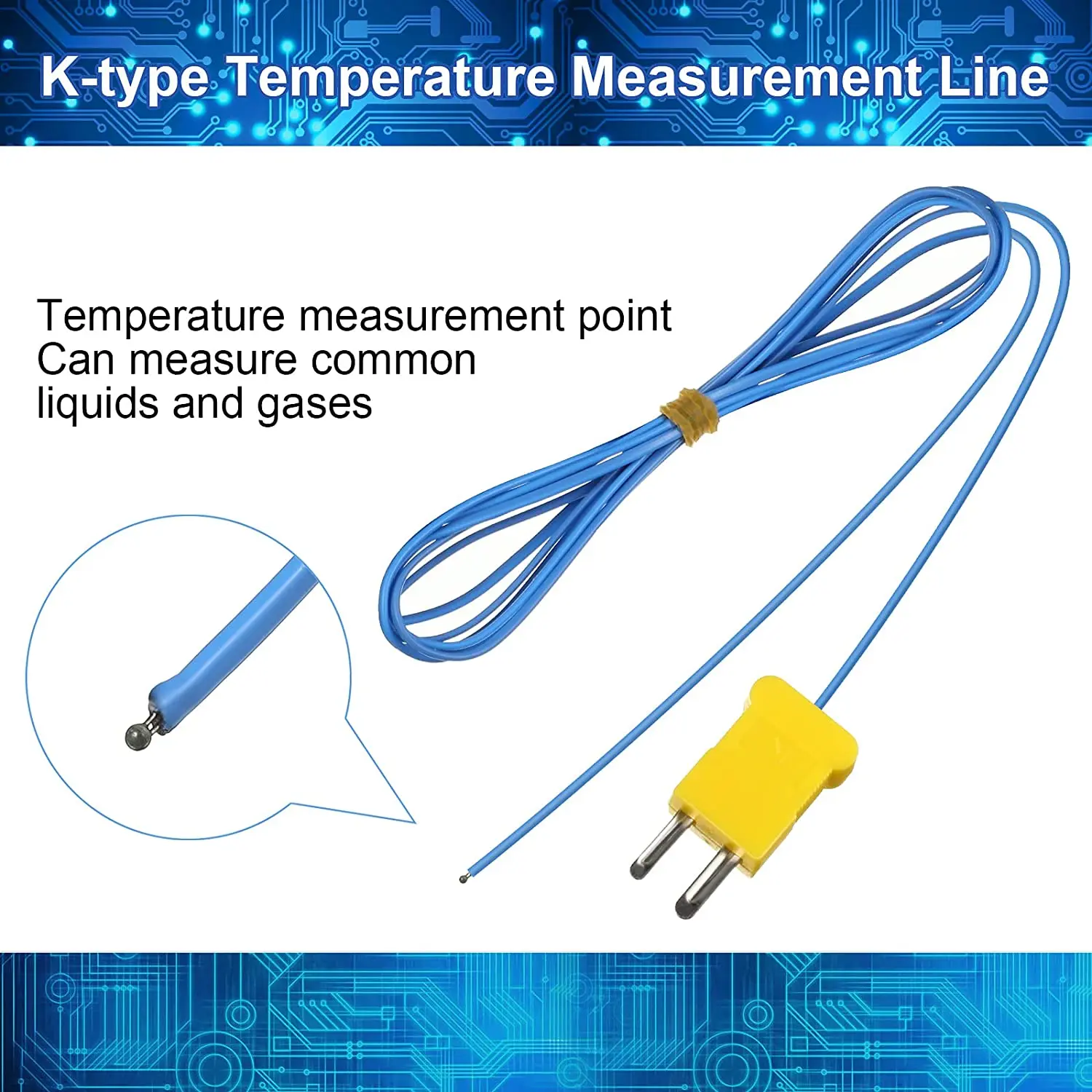 10Pcs 2M K-Type Temperature Sensor Connector Probe Sensor Temperature Sensors Measure for Thermocouple Sensor and Meter