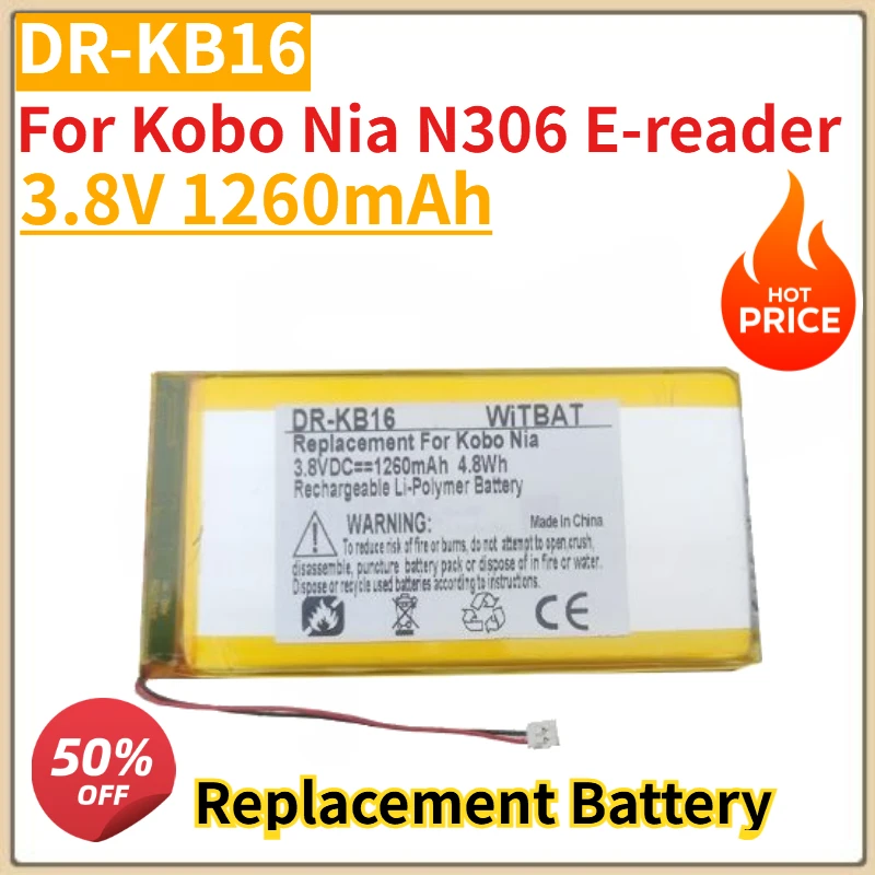 

High Quality New EVE254385N 3.8V 1260mAH DR-KB16 for Kobo Nia N306 E-reader Battery
