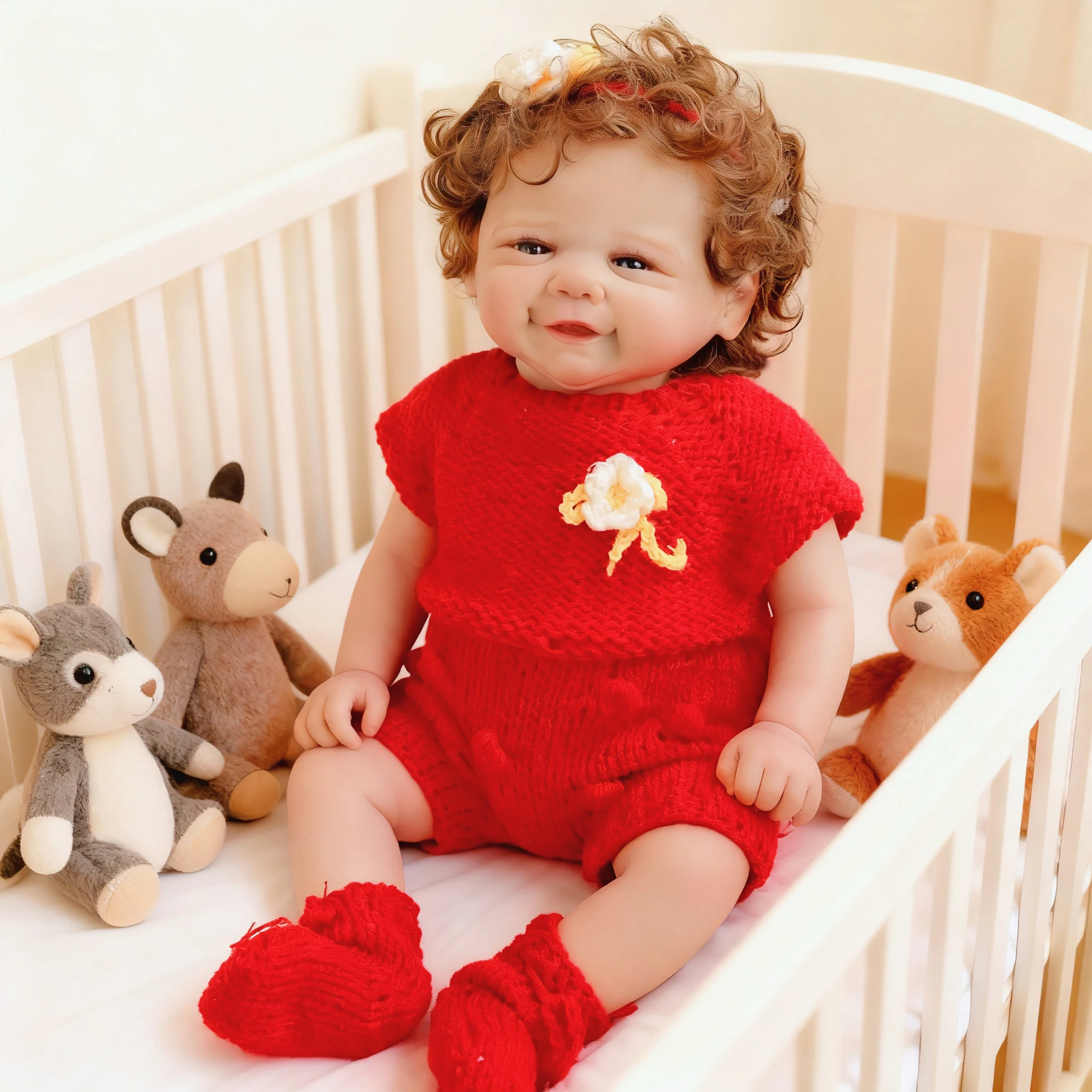 

1PC- 18inch Vivienne soft cloth body baby doll, realistic newborn baby doll cloth, body painting, hand rooted hair, holiday gift