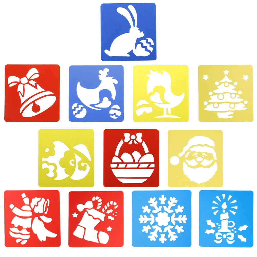 12 stuks kerst schilderij stencil holle sjablonen DIY tekening kunstbenodigdheden kerstversiering sjabloon kerst schildersjablonen