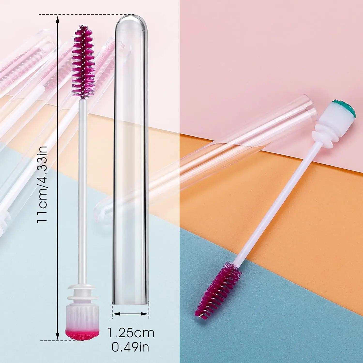 Baguettes de mascara réutilisables avec tube et brosse à cils, étui applicateur de cils de poulet, vente en gros, 50 ensembles