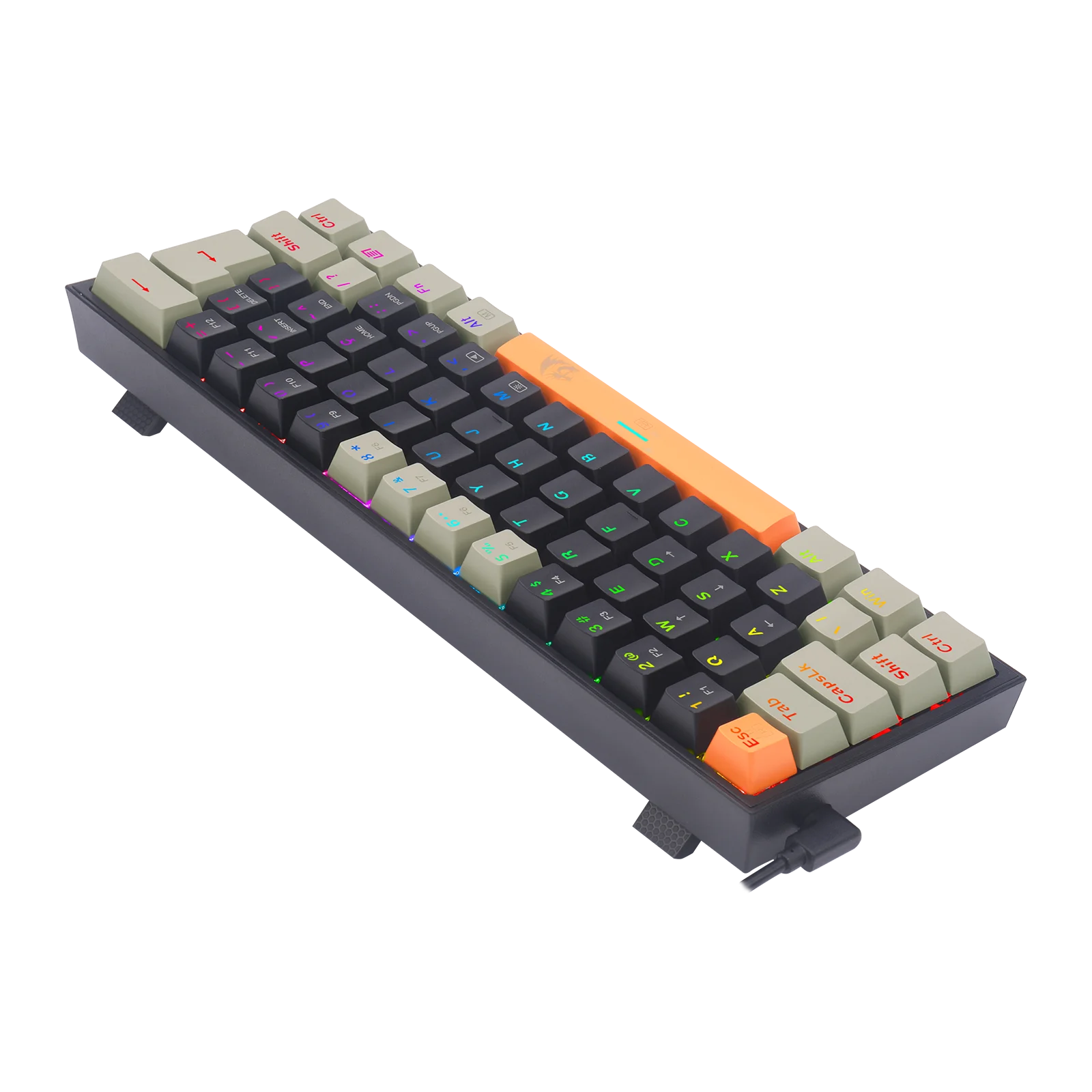 KEYBOARD MECHANICAL GAMER FIZZ RGB ORANGE BLACK AND GRAY SWITCH BROWN
