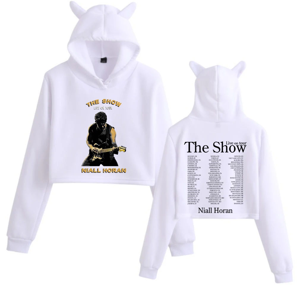 Niall Horan De Show Tour 2024 Kattenoren Crop Tops Met Lange Mouwen Meisjesmode Hoodie