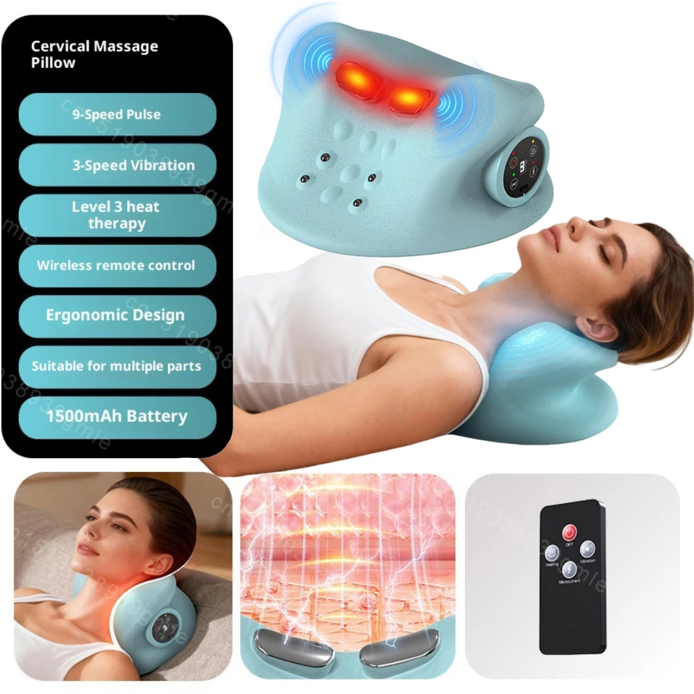 

Массажер для шеи, растягивающаяся подушка для шеи, импульсная подушка для расслабления, нагрева, массаж плеч, хиропрактика, тяговая подушка для головы, акупунктурная точка
