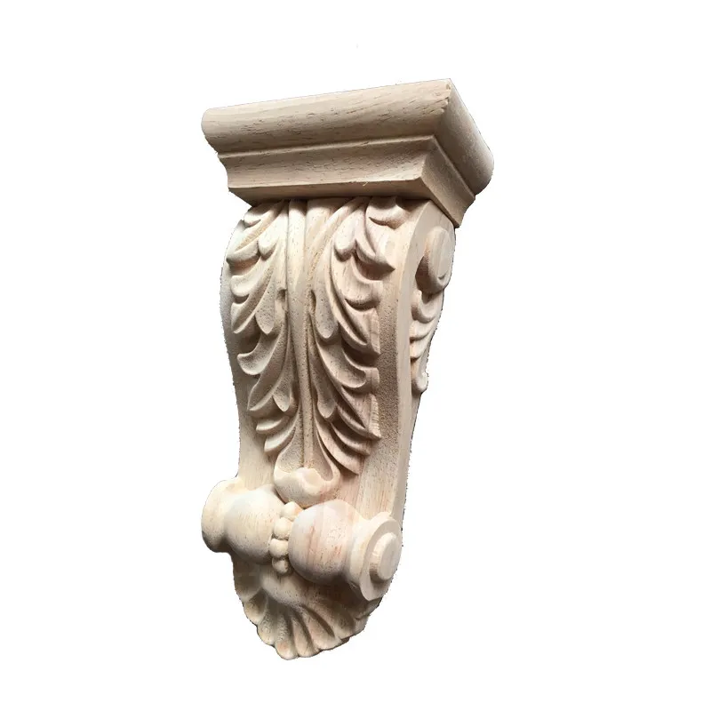 Wood Carving Fallen Side Column French Applique Carving Roman Solid Wood Carving Flower European Beam Tray Cabinet Decorative