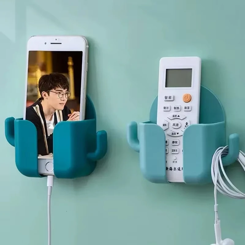 

Wall Mount Phone Holder Storage Box Remote Control Shower Bed Bedroom Multifunction Stand Mobile Phone Charging Plug Wall Holder