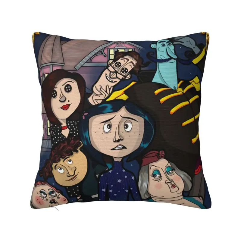 Modern Horror Halloween Movie Coraline Cushion Cover 45*45 cm Velvet Throw Pillow Case Home Decorative Bedding Sofa Pillowcase