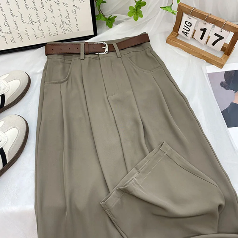 ZOKI High Waist Wide Leg Trousers Women Solid Black M 6