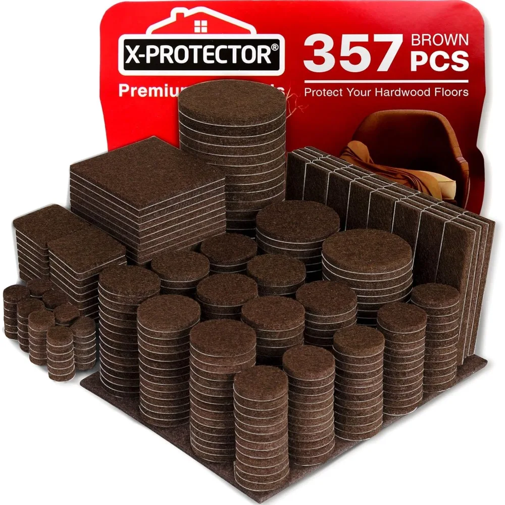 

357 pcs Premium Huge Pack Felt Furniture Pads! Quantity of Furniture Sliders with Many Big Sizes – Your Ideal Floor