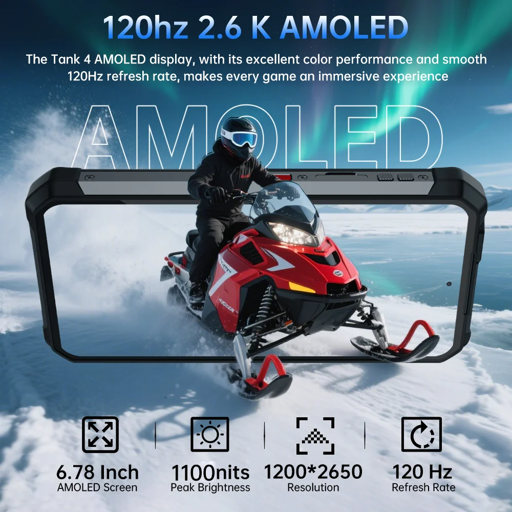 Unihertz by 8849 Tank 4 Rugged Phone Built-in 720P Projector Phone 5G AMOLED Screen Dimensity 7300 24+512GB 11600mAh WIFI 6 NFC