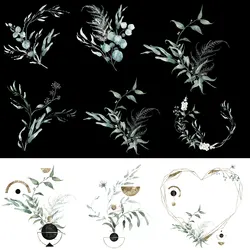 Leaf Wreath Moon Simple Plant Iron-on Transfers for Clothing Strong viscosity Wear-resistant Washable DIY Appliques