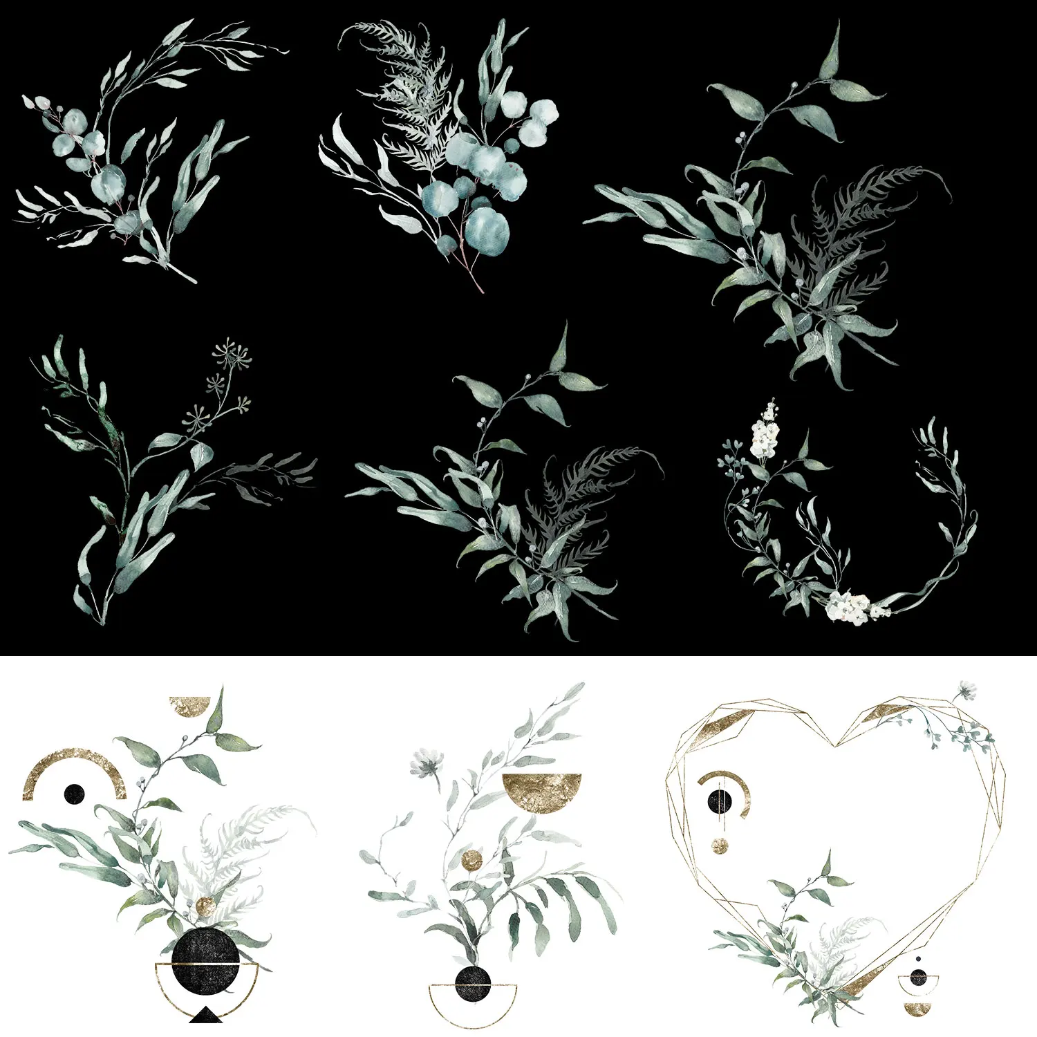 Leaf  Wreath Moon Simple Plant Iron-on Transfers for Clothing Strong viscosity Wear-resistant Washable DIY Appliques