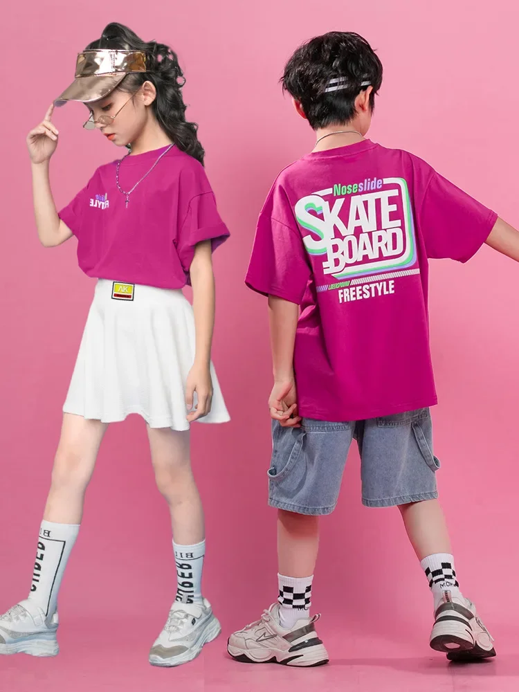 

Kids Hip Hop Clothing Red Tops Umbrella Shape White Skirts Sets for Girls Boys Dance Costume Clothes
