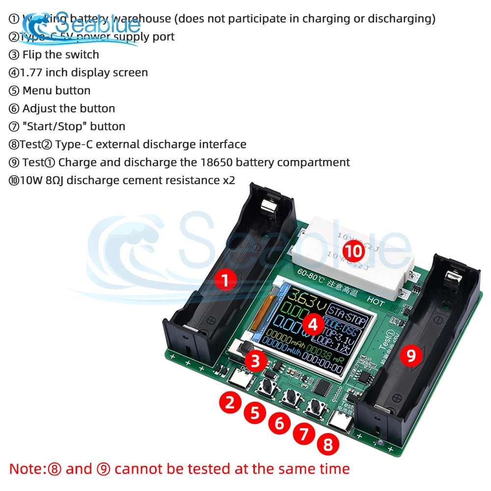 18650/21700 Lithium Battery Capacity Tester Module High Precision Type-C USB LCD Digital Display True Capacity Module MaH/mwH