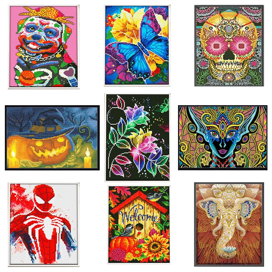 5d diy luminous one piece butterfly cartoon Drawing with diamonds painting 30x40 cmhorror skull canvas diamond paint set tools