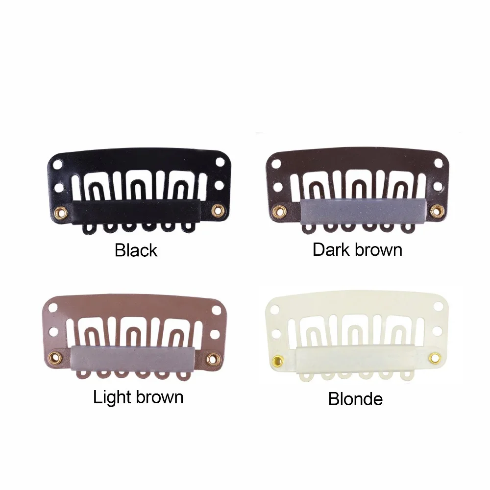 Hot Selling 100pcs 32mm U Shape Metal Wigs Clips with Silicone Back Snap Wig Clip for Hair Extensions