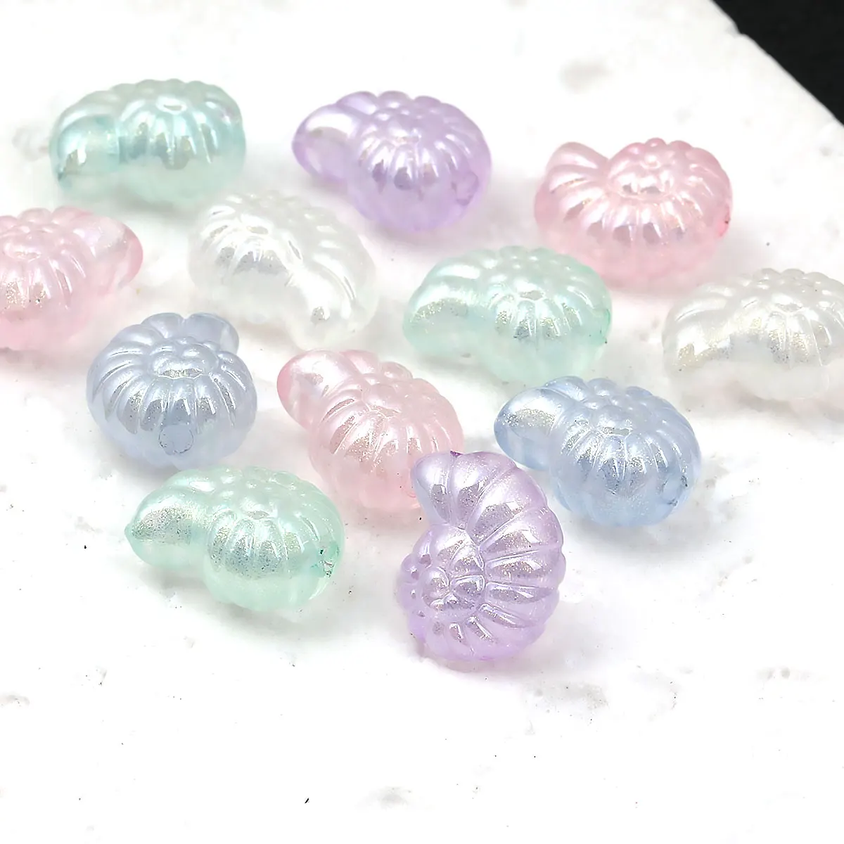 18pcs/36pcs Decorative Beads Acrylic Beads Multicolor Granular Texture Snail Shell-shaped Charms DIY Jewelry Making Accessories