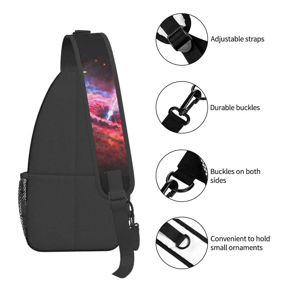 Galaxie Kunst Schwarzes Loch Cross body Schulter tasche Männer Frauen Brusttasche Raum Wand dekoration Schulter Rucksack Tages rucksack Wandern Reisen Reisen