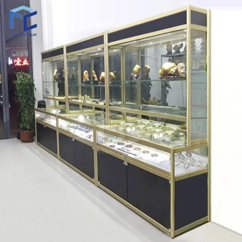 

2025customized.Aluminum frame silver customized color glass and MDF corner showcase design with storage cabinet